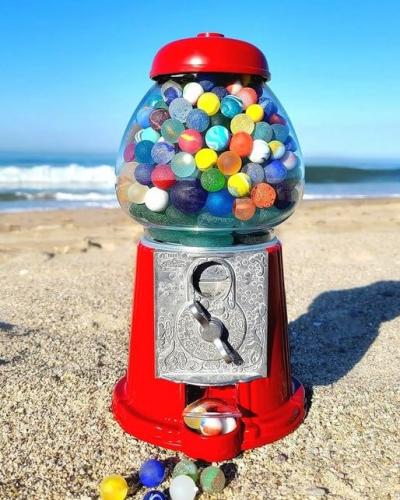Gumball machine filled with marbles